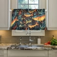 thumbnail image 2 of Yayeee Kitchen Curtains Tier Pair Light Filtering 27"x36" Rod Pocket Short Cafe Window Panel, Black Sardines Pattern, 2 of 7