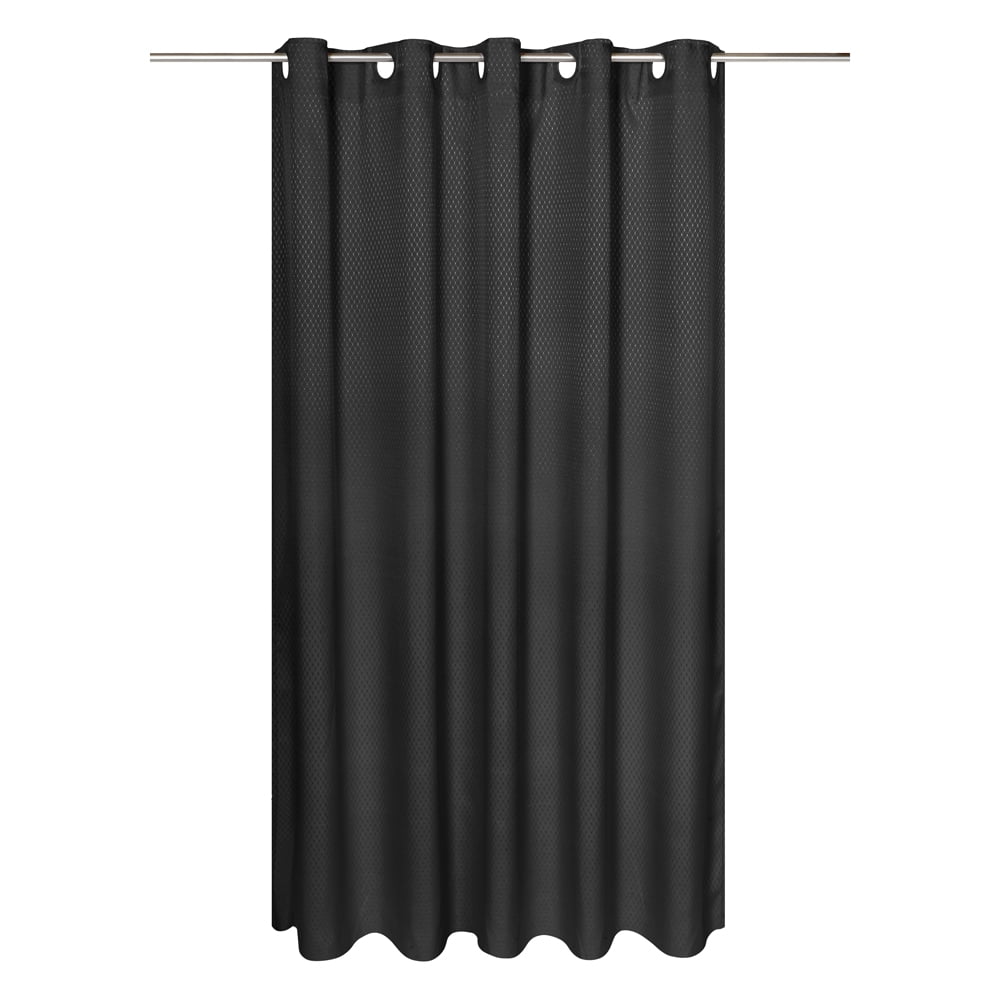 EZON® "Grace" Jacquard Polyester Extra Long Shower Curtain in Black