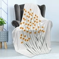 thumbnail image 4 of Flower Soft Flannel Fleece Blanket, Hand Drawn Style Yellow Daisies Like Flowers with Black Lines and Leaves Print, Cozy Plush for Indoor and Outdoor Use, 70" x 90", Yellow and Black, by Ambesonne, 4 of 5