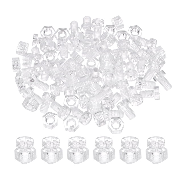Uxcell 40 Ensembles M6x10mm Vis à Tête Ronde en Acrylique Transparent avec Kit d'Écrous Hexagonaux