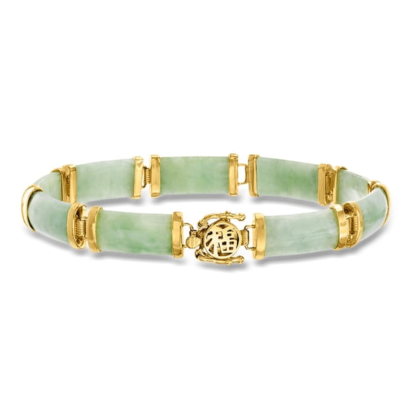 Ross-Simons Jade "Good Fortune" Bracelet in 18kt Gold Over Sterling, Women's, Adult