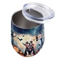 thumbnail image 3 of Happy Halloween Vampire Bulldog BOO with Pumpkins Fun and Spooky 12oz Stainless Steel Wine Tumbler Insulated Cup with Lid Dog Lover Gifts Idea - 00018, 3 of 5