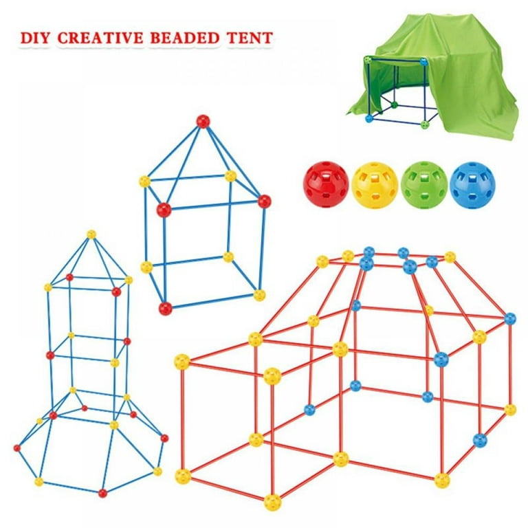 OleFun Fort Building Kit for Kids 4,5,6,7,8+Year Old Boys & Girls, 140 pcs,  Creative STEM Building Toys for DIY Castles, Tunnels, Play Tent, Ideal