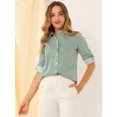 thumbnail image 3 of INSPIRE CHIC Chemise à Col à Revers pour Femme, Boutonnée, Manches Longues Retroussables, 3 of 6