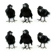 4in Artificial Black Crows (6 Pack); for Halloween Decorations