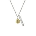 thumbnail image 2 of Delight Jewelry Goldtone Capital Letter - L - Pebble Disc - Silvertone Believe Faith Prayer Hope Bar Charm Necklace, 23", 2 of 4
