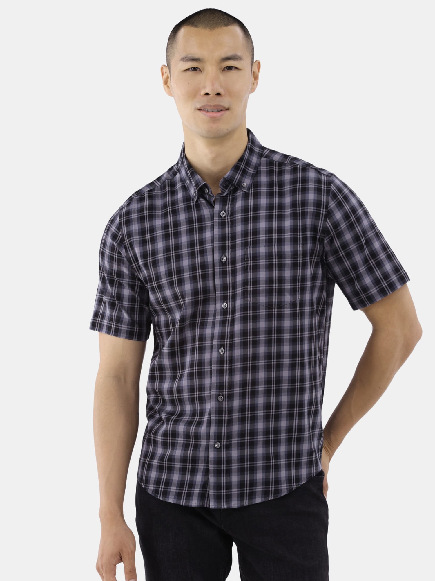 George Men's & Big Men's Short Sleeve Poplin Button-Up Shirt, Sizes S-3XL