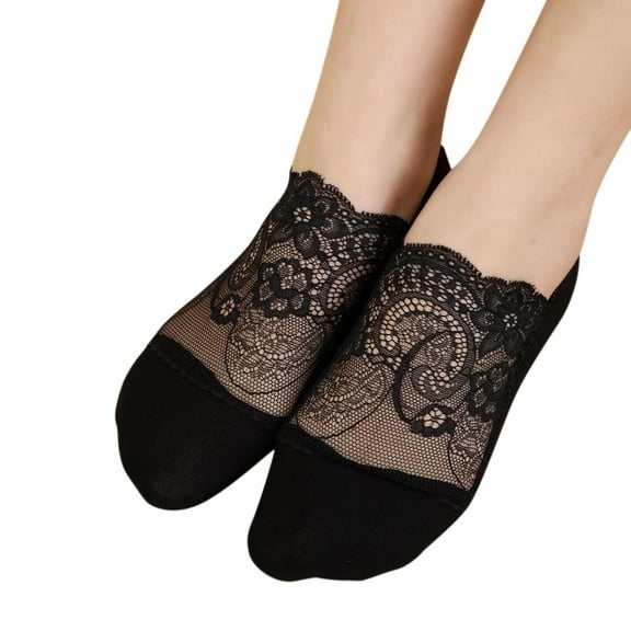 Weikingp Ankle Socks for Women, 1 Pairs Womens Pearl Lace Socks Breathable Socks Ballerina Socks Non Slip Socks Transparent Low Socks, Ankle Socks Men, No Show Socks Womens Black