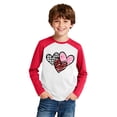thumbnail image 5 of Kids Long Sleeve Tops Valentines Day Gifts Boys Girls Crewneck Raglan Shirt Love Heart Print Spring Casual Tees (9-10 Years, Red #A), 5 of 6