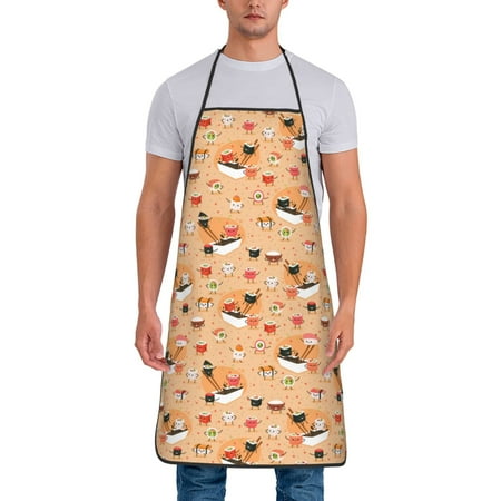 

Gaeub Funny Sushi Print Apron for Men and Women Waterproof Apron for Cooking Dishwashing Lab Butcher Dog Grooming