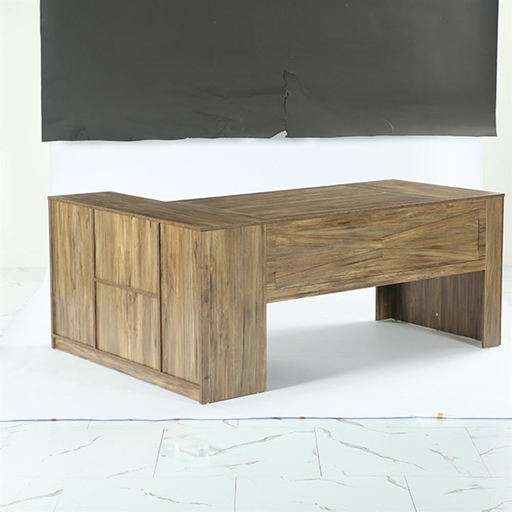 GVN Computer Desk, Study Writing Table,L Shaped Executive Desk, Large Office Computer Desk with Storage Cabinet