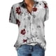 thumbnail image 2 of Camisas de verano para mujer, blusas de manga corta con cuello de solapa y botones con estampado de flores OAVQHLG3B Store lin121212, 2 of 5
