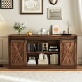 thumbnail image 3 of EDX TV Stand for 65" TV, Modern Entertainment Center for Living Room, TV Console Table with Storage Cabnets and Sliding Barn Doors, Rustic Brown, 3 of 7