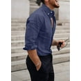 thumbnail image 3 of QWZNDZGR Mens Casual Button Down Shirt Long Sleeve Chambray Shirt Business Blouse, 3 of 4