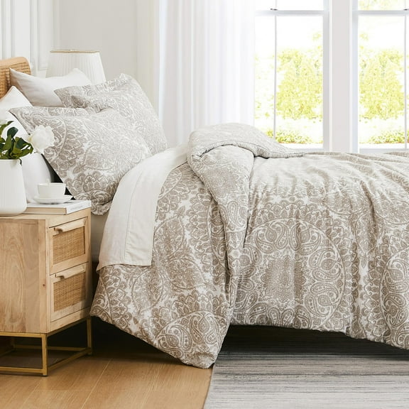 Southshore Fine Living Vilano Oversized Duvet Cover Set, Ashanti Bone Duvet Cover, King/California King - Ultra-Soft Microfiber Bedding Set with Zipper Closure - 1 Duvet, 2 Shams