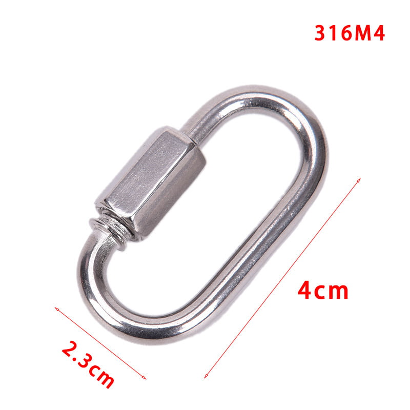 Stainless Steel Locking Carabiner Quick Link Chain Connector Keychain Buckle 