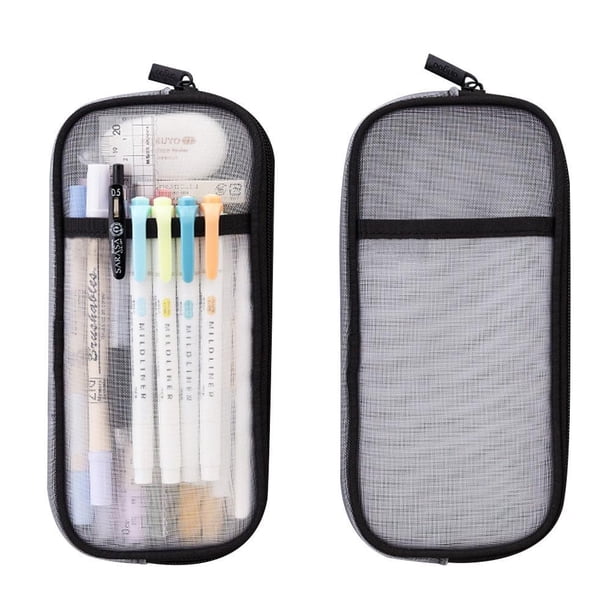Grid Mesh Pen Estuche Para Lápices Maquillaje Bolsa De Color Bolsa De Cosméticos Multiusos Para La Escuela Adolescentes Niñas Estuche Transparente Para Bolígrafos Bolsa De Papelería Para Adluts Guardurnaity EL017743-06