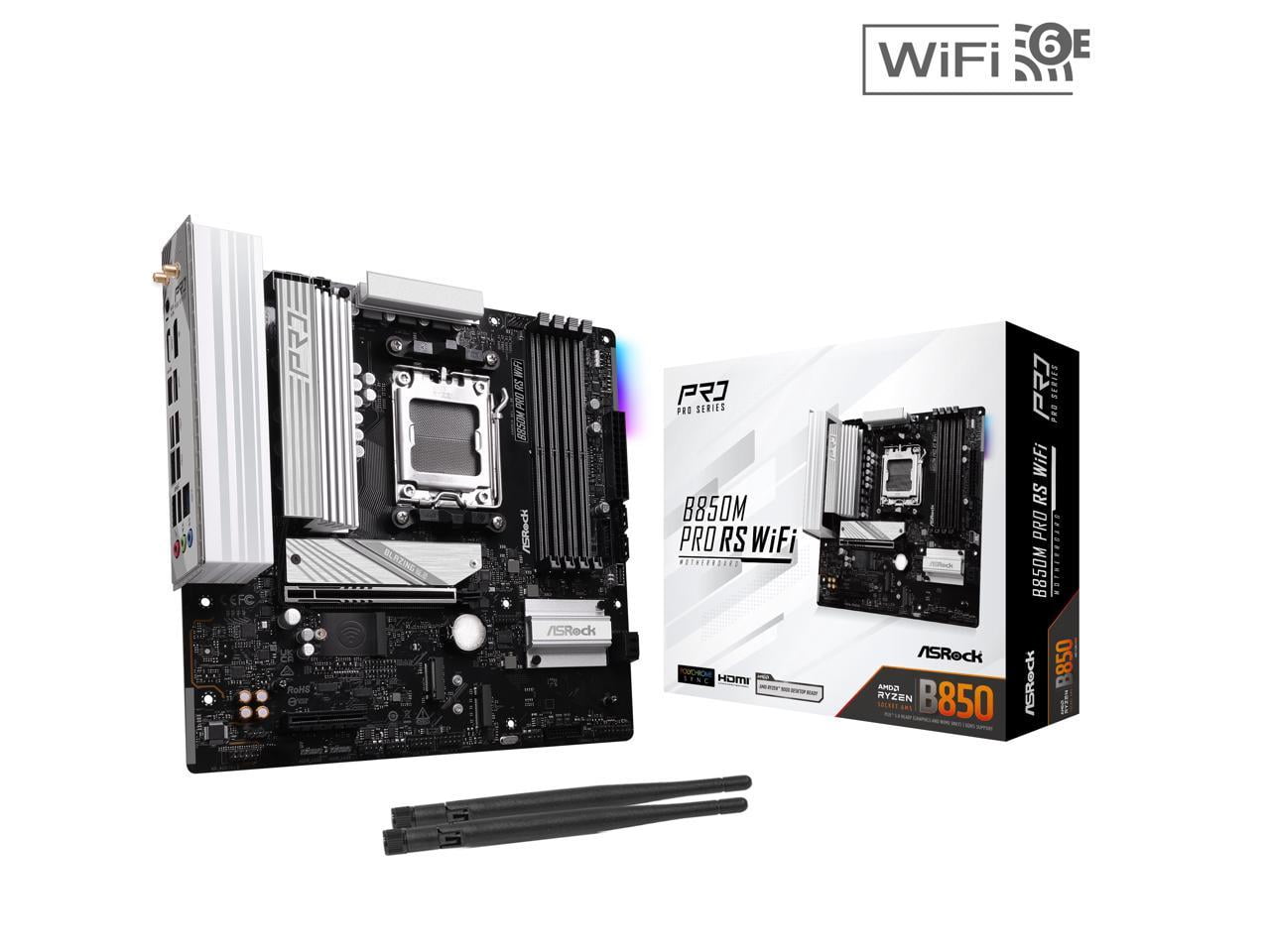 ASRock Motherboard B650M Pro RS WiFi AM5 Micro ATX supports Ryzen