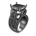 thumbnail image 5 of AAA Cubic Zirconia Iced Out Bling Hip Hop Square Ring, Black Plated Wide Band Party Prom Rings for Her (Rose God Size 8), 5 of 7