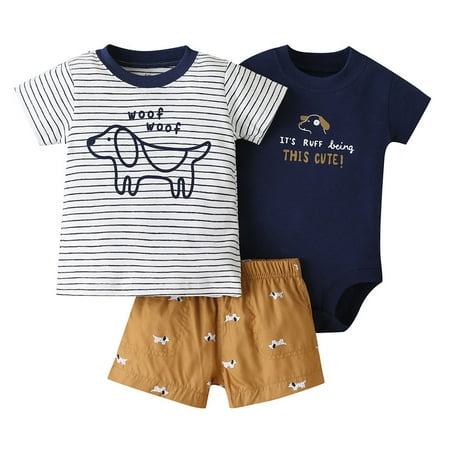 

QWERTYU Newborn Infant Baby Toddler Outfits Bodysuit and Set Short Sleeve Clothing Set Summer for Boy 0-2Y