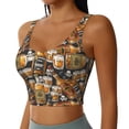 thumbnail image 2 of Balery Vintage Bottles Sujetadores deportivos con espalda cruzada para mujer, acolchados, sin costuras, de alto impacto, ideales para yoga, gimnasio, entrenamiento y fitness.-Large, 2 of 8
