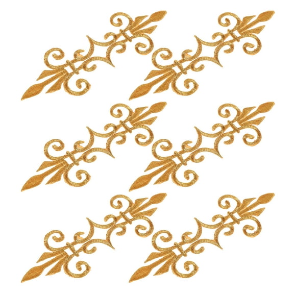 LABSERRON 6Pcs Golden Floral Embroidered Appliques for Clothing Costumes Iron-on Decorative Patches