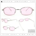 thumbnail image 4 of Mens Small Snug Narrow Rectangular Pimp Metal Rim Sunglasses Silver - Pink, 4 of 9