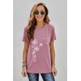 thumbnail image 4 of Women's Pink Crew Neck Dandelion Print T-shirt, 4 of 11