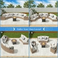 thumbnail image 6 of Jocisland Patio Furniture Sets, 11 Piece Half-Moon Sectional Round Sofa Set, Beige, 6 of 8