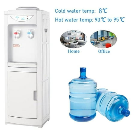 

Water Cooler Dispenser 5 Gallon Top Loading Water Dispenser Hot and Cold Water Dispenser with Storage Cabinet Child Safety Lock for Home Office White