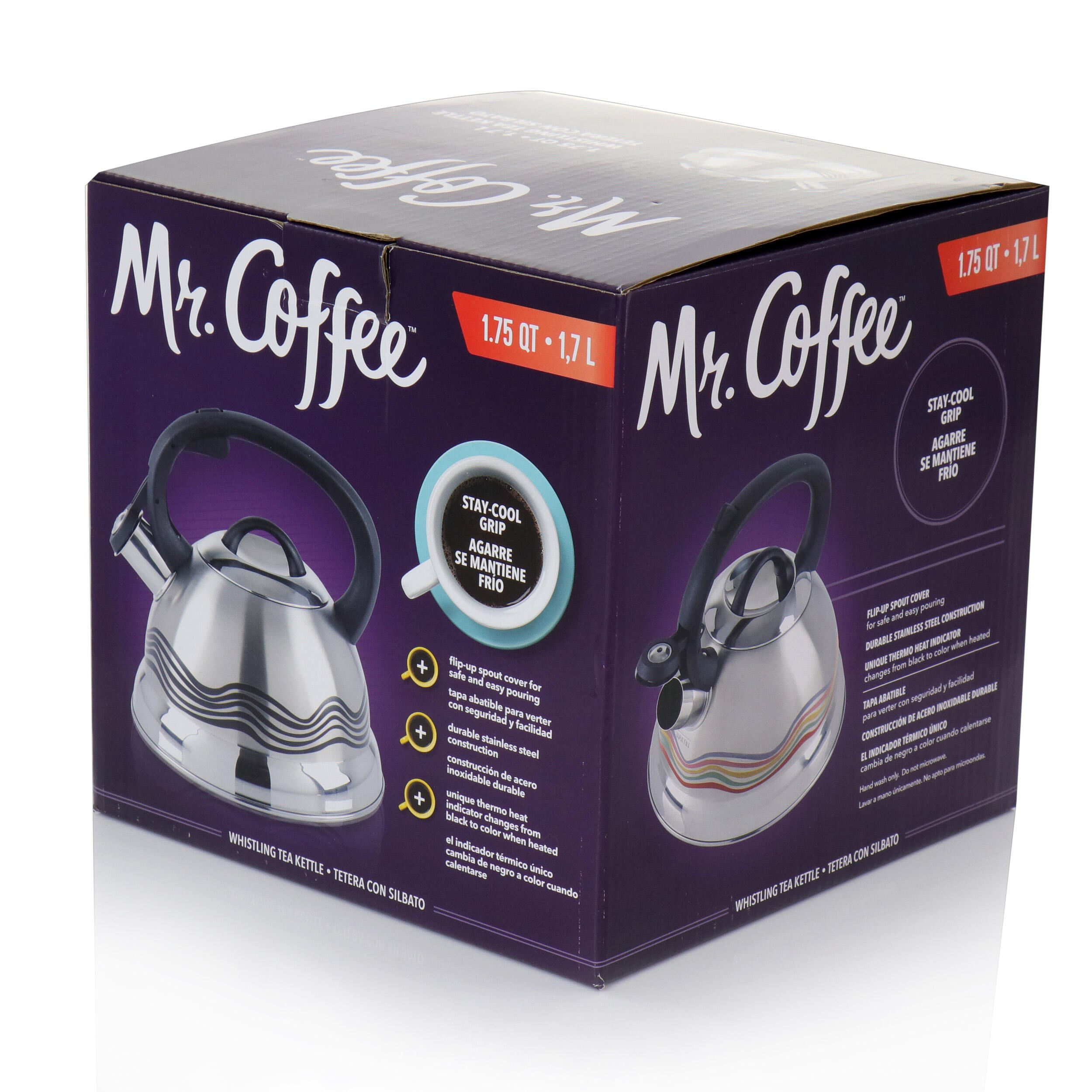 Mr. Coffee 97086584M SteamLine 2 qt. Tea Kettle, Silver