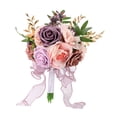 thumbnail image 3 of Ramo de novia de rosas artificiales de 29 cm, banda para boda, accesorios de fotografía para rosa morado, 3 of 9