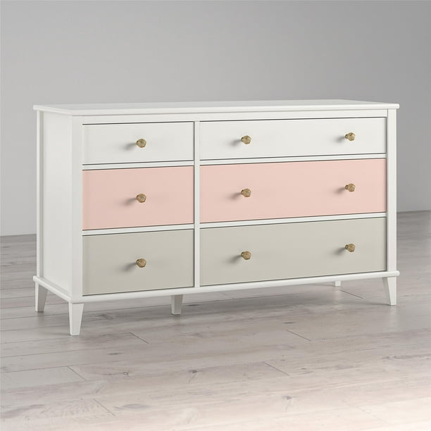 Little Seeds Monarch Hill Poppy White 6 Drawer Dresser, Peach and Taupe ...