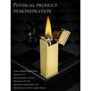 Swiss Vintage Brass Soft-Flame Kerosene Lighter, Refillable, Compact, Grinding Wheel, Unique, Gift Box, Thorens Long Fellow - Inclined Wheel Ignition