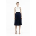thumbnail image 3 of Navy Pleated Skirt High Waist Elastic Waist Band Midi Skirt, 3 of 5