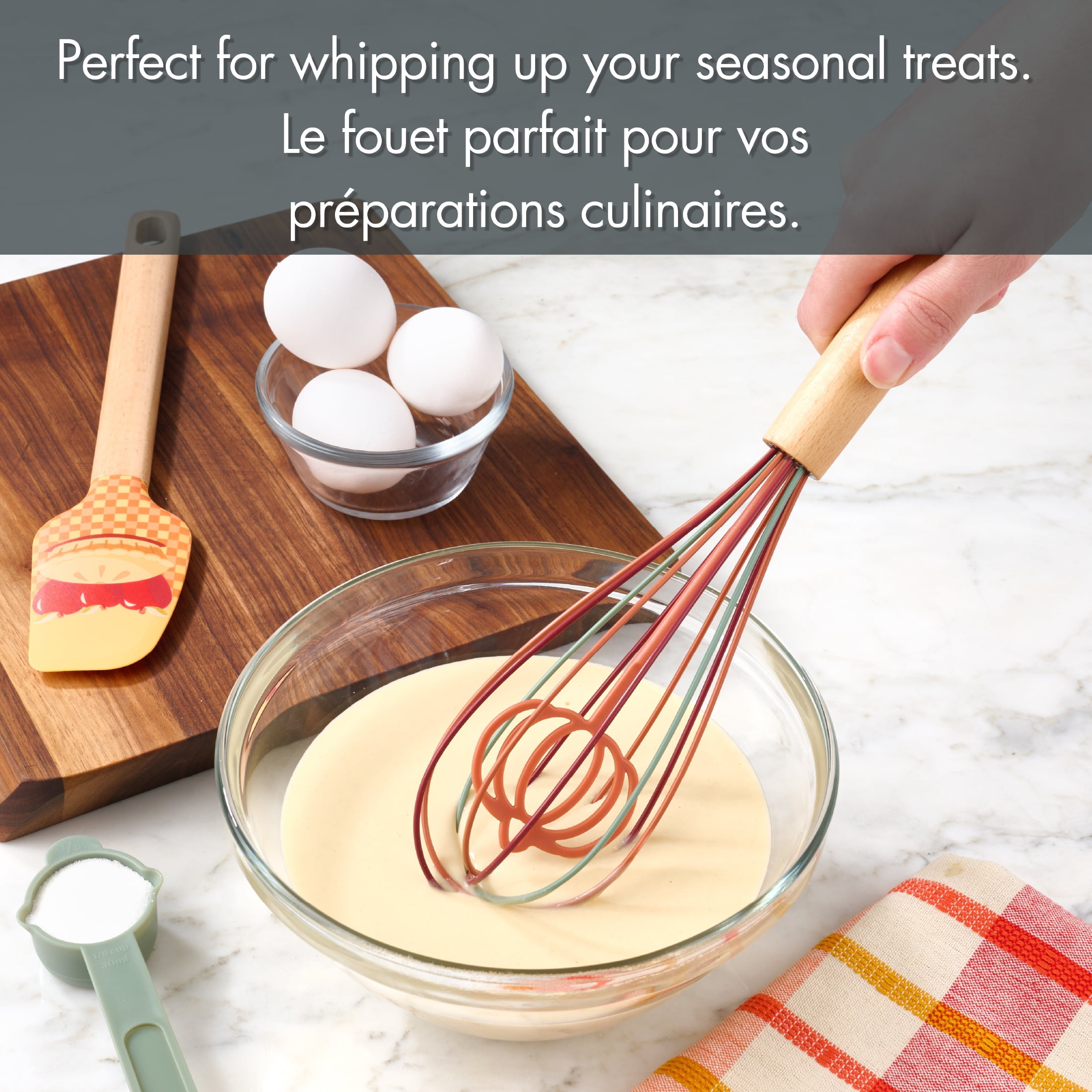Way-to-Celebrate 12-inch Silicone Whisk, Pumpkin Character, Orange, Green and Red