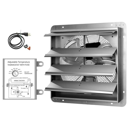 

Lachk 18 Inch Shutter Exhaust Fan Aluminum High Speed 1450RPM 2600 CFM Silver with Adjustable Programmable Thermostat