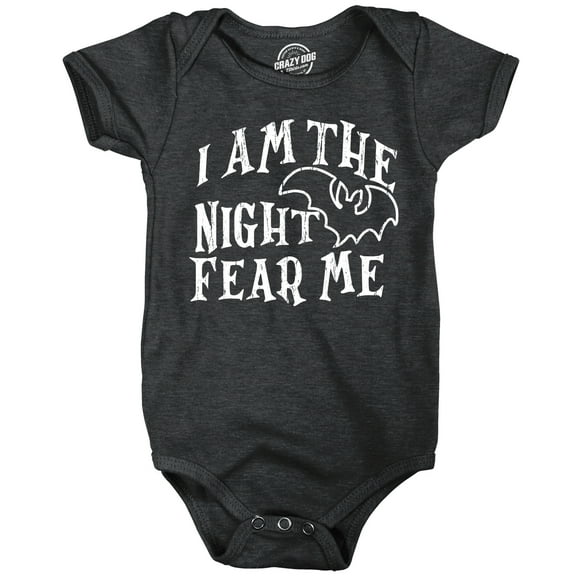 I Am The Night Fear Me Bodysuit Funny Halloween Spooky Bat Jumper for Infants