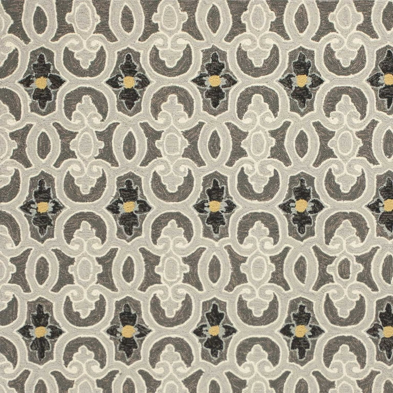 5'X8' Taupe Hand Hooked Uv Treated Floral Indoor Outdoor Area Rug 5'X8' Taupe Hand Hooked Uv Treated Floral Indoor Outdoor Area Rug