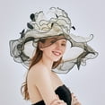 thumbnail image 4 of Visland Hat Wide Brim Flounce Cocktail Tea Party Bridal Dress Church Hat Crystal Flowers Stage Show Cap, 4 of 8