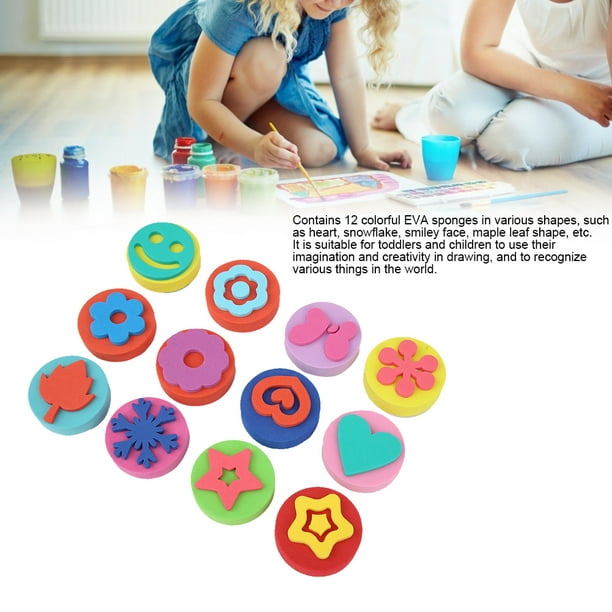Herwey Dessin tampon éponge, peinture éponge, dessin tampon éponge peinture  d'apprentissage précoce joints éponge outils de peinture éducatifs pour les  enfants 