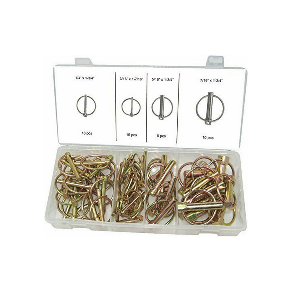 50pcs of Lynch Pin Assortment Kit Hitch Steel Trailer Pins with 4 Sizes