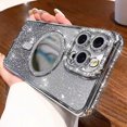 thumbnail image 3 of for iPhone 15 Plus Glitter Magnetic Case, [Compatible with Magsafe] Shockproof Bling Diamond Camera Lens Protector Makeup Mirror Sparkly Girly Cute Phone Cover for iPhone 15 Plus (Silver), 3 of 6