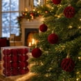 thumbnail image 4 of 24 Pcs Flocked Christmas Ornaments Balls Velvet Shatterproof Embossed for Christmas Tree Decorations, 4 of 6