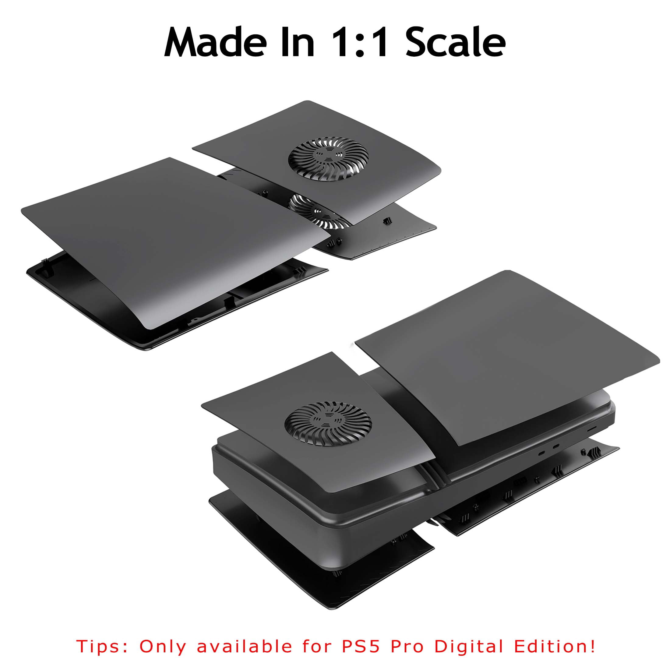 Faceplate for PS5 Pro Console with Cooling Vent & Dust Filter, Cover Plate Replacement (Digital Edition, Black)