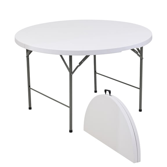 Mesa Plegable Jardin Exterior Portatil Redonda Color Blanco 122cm