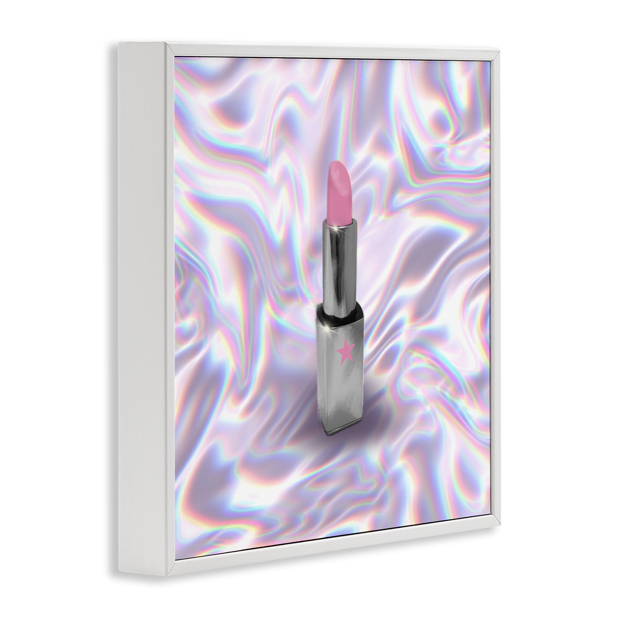 Stupell Industries Iridescent Icon Lipstick White Framed Giclee Art, design by Matthew Piotrowicz