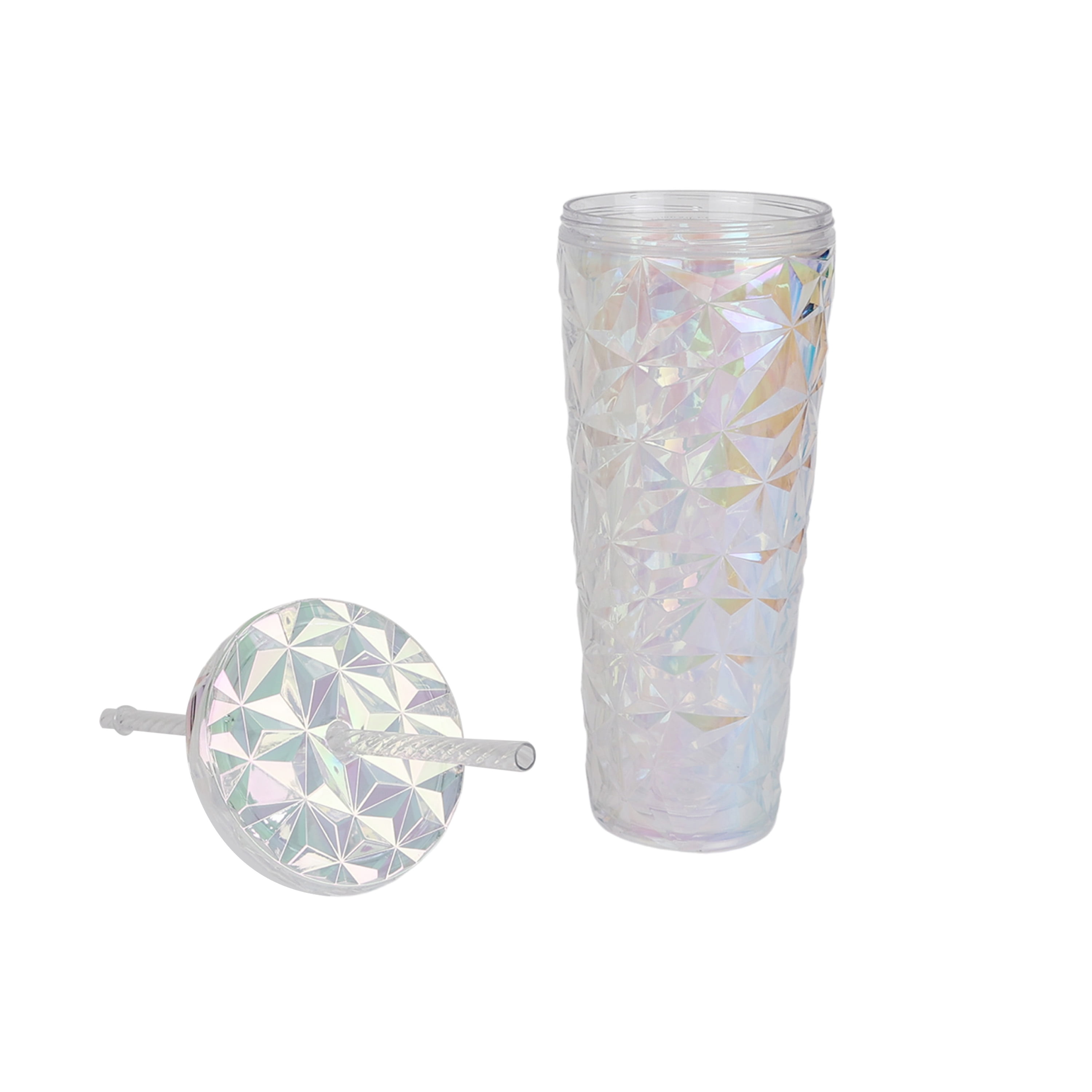 Holiday Time 26 ounce Acrylic Double Wall Prismatic Textured Tumbler, White
