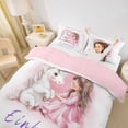 thumbnail image 2 of Metsweet Watercolor Princess Unicorn Bedding, Girly Magical Horse Duvet Cover Full, Pink White,Pink Reversible,3pcs,1 Duvet Cover and 2 Pillowcases, 2 of 6