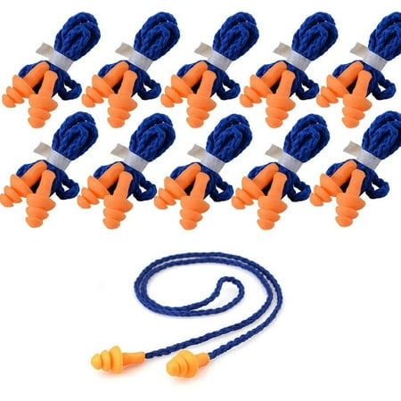 

10 Pair Corded Ear Plugs for Shooting Range Ear Protection for Gun Range - Hunting Ear Plugs Individually Wrapped Shooting Ear Buds Hunting Ear Protection Hearing Protection Ear Plugs for Construction